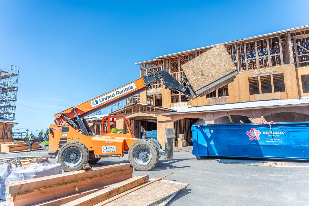 A machine truck in wooden construction sir